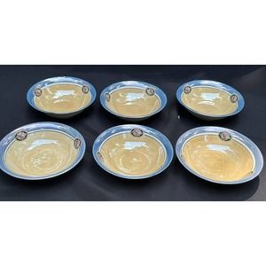 Antique White Block German - set of 6 Gold Iridescent Plates early 1900's -S8